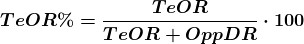 \boldsymbol{TeOR\%=\frac{TeOR}{TeOR+OppDR}\cdot 100}